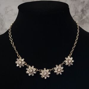 Chloe + Isabel Rhinestone Necklace Choker‎ 18" Flower Brass Tone Jewelry Gift